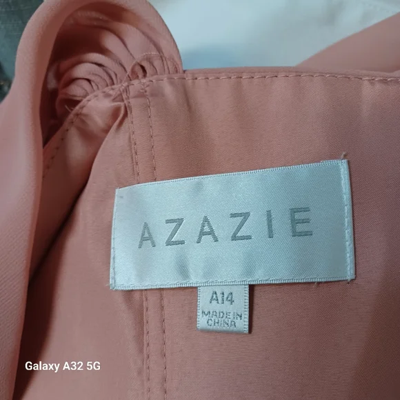 Azazie Kaitlynn Champagne Rose  Sweetheart Maxi Gown Size A14 - Picture 3 of 17